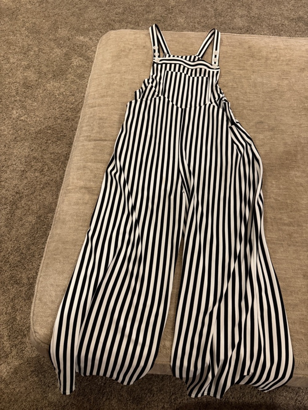 HALARA Black & White Vertical-Stripe Wide-Leg Jumpsuit